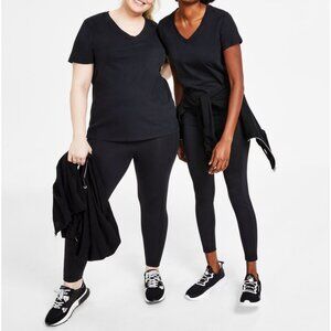 Calvin Klein Womens Plus V Neck Short Sleeve T Shirt Black Size 2X NWT